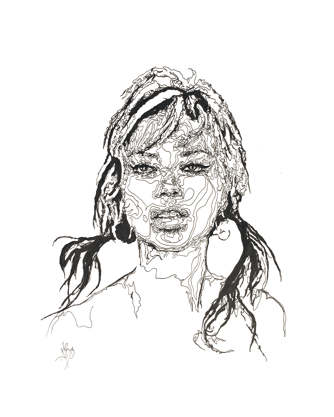 Brigitte Bardot visiography line art drawing