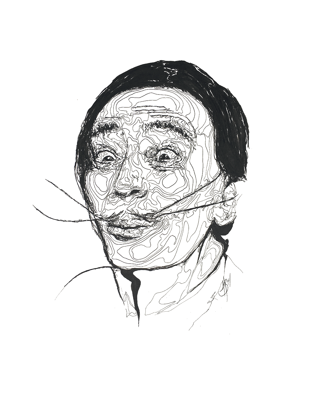 visiography line art drawing of Salvador Dali
