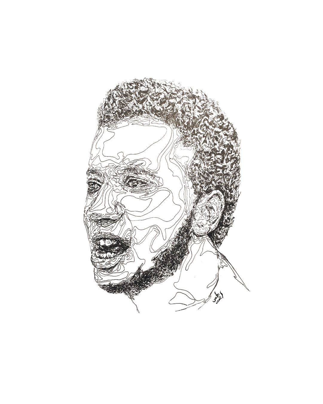visiography line art drawing of Fred Hampton