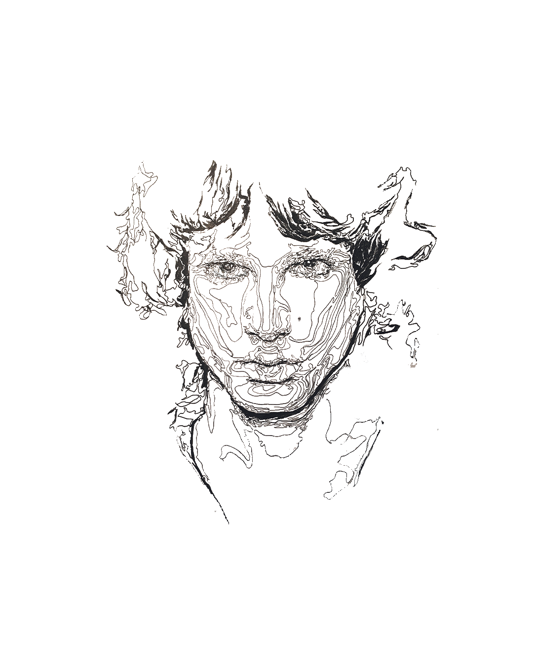 line drawing artwork visiography of Jim Morrison