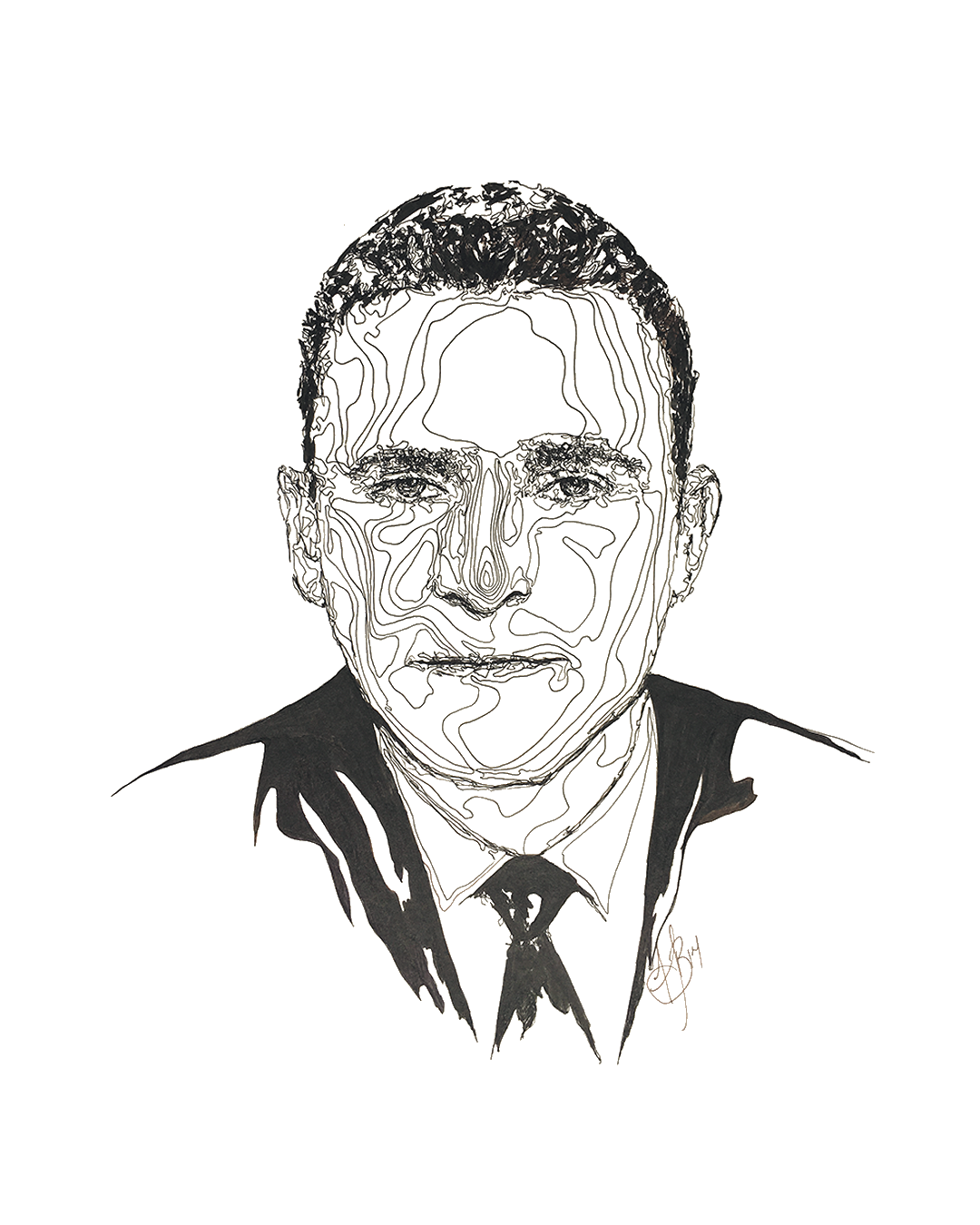 visiography line art drawing of Rod Serling from the Twilight Zone