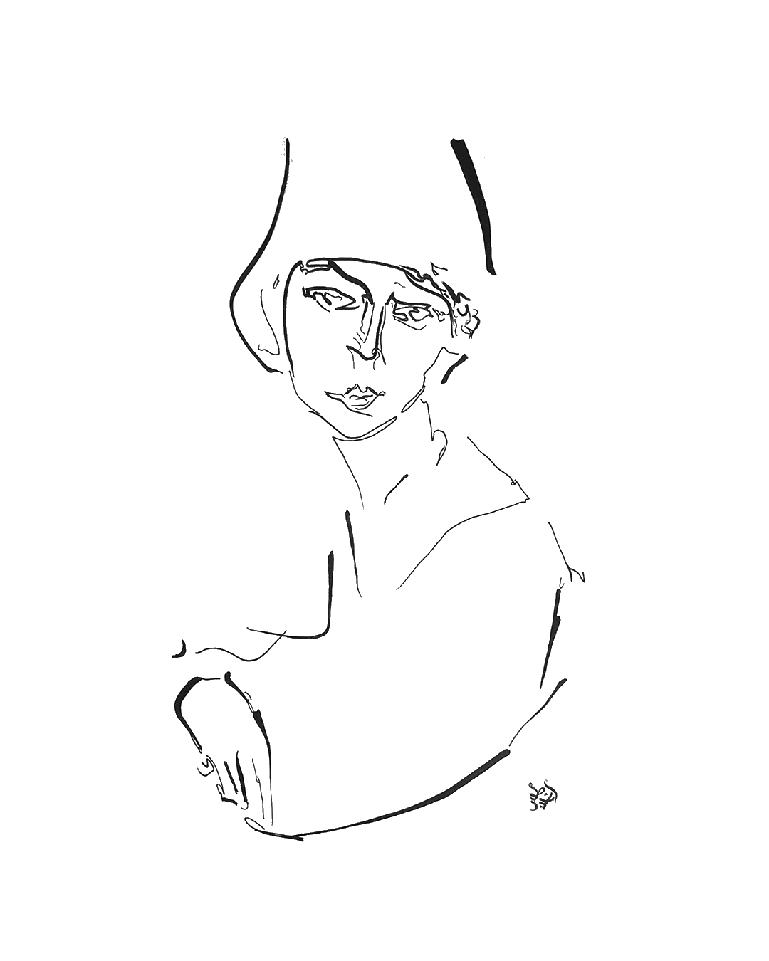 line drawing homage to amedeo Modigliani